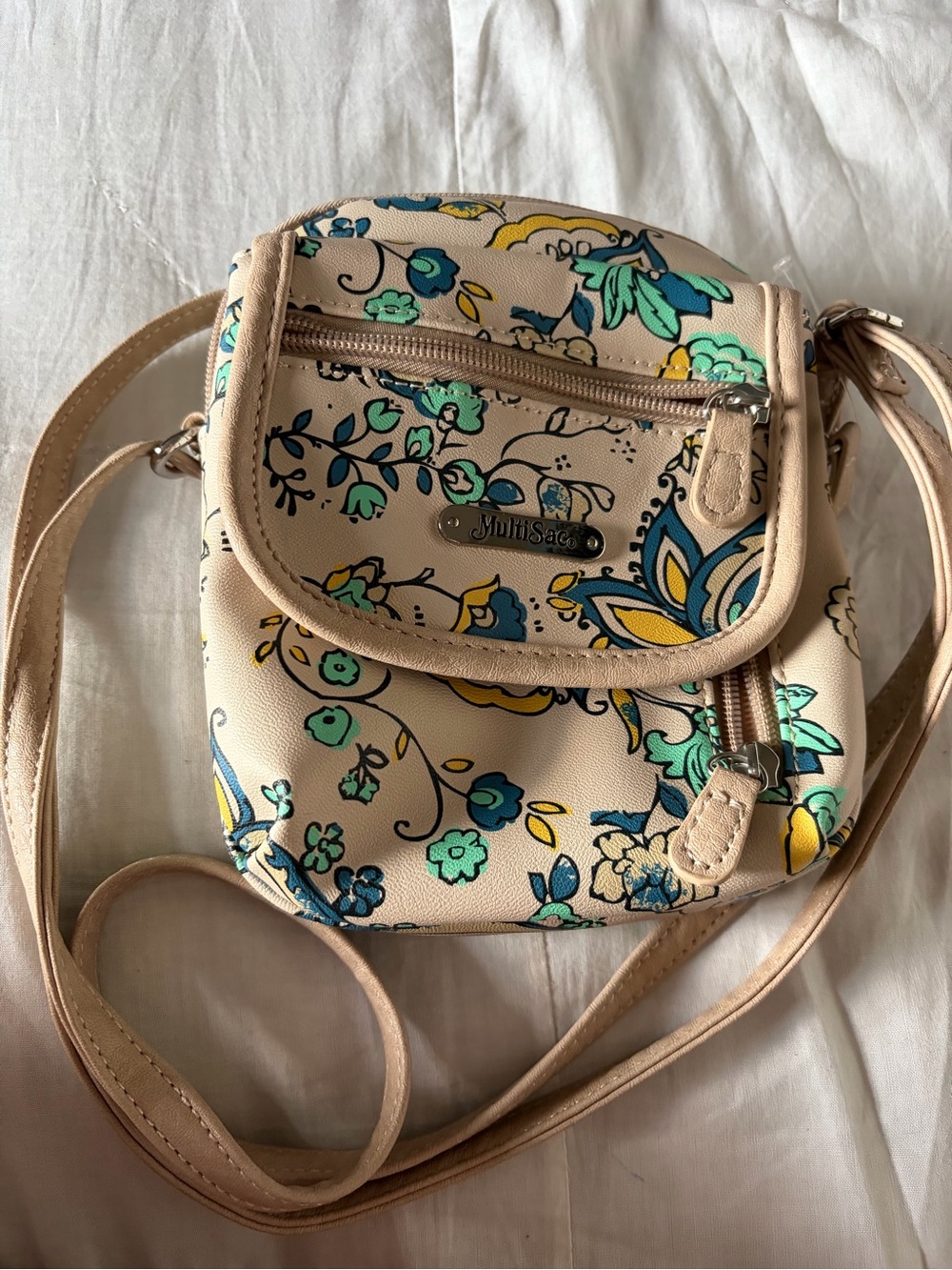 Multisac Small  Beige Floral Crossbody Bag